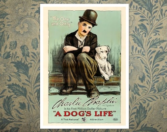 犬の人生 (1918) チャーリー・チャップリン映画ポスター復刻版 約18x12