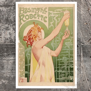 Henri Privat-Livemont "Absinthe Robette" (1896)  Vintage Advertising Poster - Art Nouveau - Premium Reproduction Giclée Fine Art Print