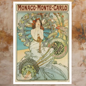 Alphonse Mucha "Monaco Monte-Carlo" (c.1897) Vintage Advertising Poster - Premium Reproduction Giclée Fine Art Print