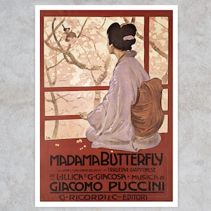 Vintage Advertising Poster "Madama Butterfly" (c.1904) by Leopoldo Metlicovitz - Puccini Opera - Premium Reproduction Giclée Fine Art Print