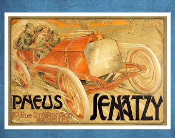 Georges Gaudy "Pneus Jenatzy" (c.1906) - Giclée Fine Art Print