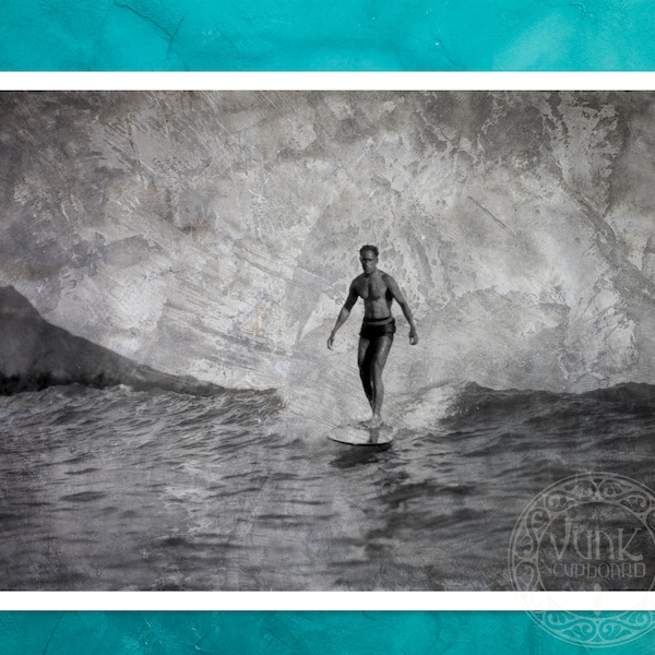 Vintage Photograph "Duke Kahanamoku" (c.1910) Retro Surfing - Premium Reproduction Giclée Fine Art Print