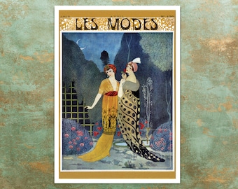 Vintage Magazine Cover "Les Modes - April 1912"  by George Barbier - Premium Reproduction Giclée Fine Art Print