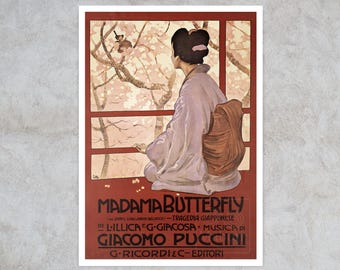 Vintage Advertising Poster "Madama Butterfly" (c.1904) by Leopoldo Metlicovitz - Puccini Opera - Giclée Fine Art Print