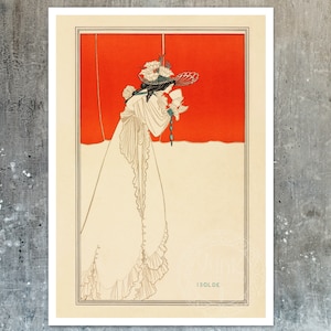 Vintage Book Illustration &quot;Isolde&quot; by Aubrey Beardsley (c.1895) - Premium Reproduction Giclée Fine Art Print