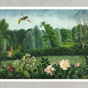 Tirzah Garwood &quot;Hornet with Wild Roses&quot; (c.1950) Premium Reproduction Giclée Fine Art Print