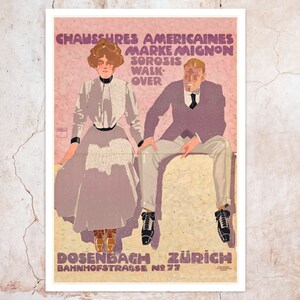 Vintage Advertising Poster "Chassures Americaines" Ludwig Hohlwein (1908) - Premium Reproduction Giclée Fine Art Print