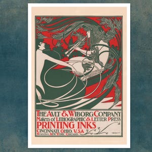 William H. Bradley "Ault & Wiborg Company" (c.1890) Vintage Advertising Poster - Premium Reproduction Giclée Fine Art Print