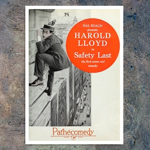 Vintage Silent Film Poster &quot;Safety Last&quot; (1923) Harold Lloyd - Premium Reproduction Giclée Fine Art Print