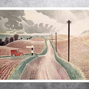 Eric Ravilious "Wiltshire Landscape" (c.1937) - Premium Reproduction Giclée Fine Art Print