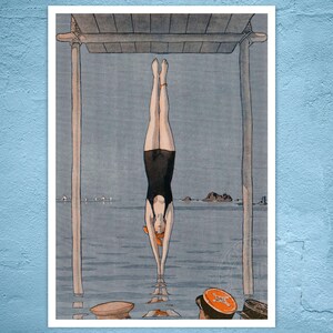 André Édouard Marty "Le Plongeon" La Vie Parisienne Magazine Artwork (c.1918) - Giclée Fine Art Print