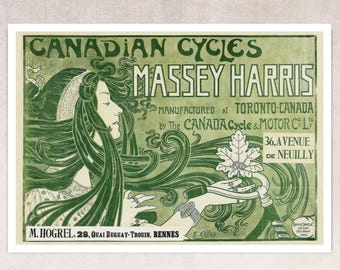 E. Célos “Canadian Cycles” (c.1899) Vintage Art Nouveau Advertising Poster - Giclée Fine Art Print