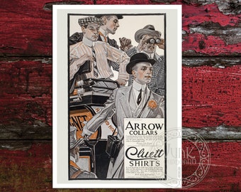 Vintage Advertising Poster "Arrow collars" (1910) by J.C Leyendecker - Art Deco - Premium Reproduction Giclée Fine Art Print