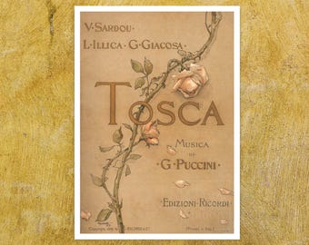 Vintage Libretto Cover &quot;Tosca&quot; (c.1899) Puccini Opera - Premium Reproduction Giclée Fine Art Print