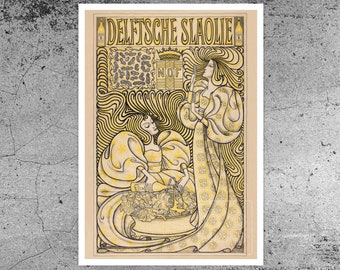 Jan Toorop "Delftsche Slaolie" (c.1894) - Premium Reproduction Giclée Fine Art Print