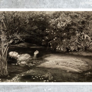 John Everett Millais &quot;Ophelia&quot; (c.1866) Stephenson Engraving - Pre-Raphaelite Brotherhood - Premium Reproduction Giclée Fine Art Print