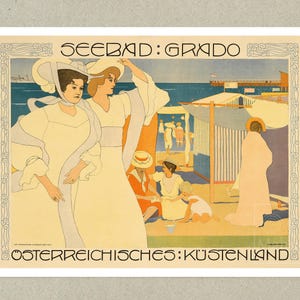 Josef Maria Auchentaller "Grado" (c.1906) Vintage Travel Poster - Premium Reproduction Giclée Fine Art Print