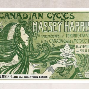 E. Célos “Canadian Cycles” (c.1899) Vintage Art Nouveau Advertising Poster - Premium Reproduction Giclée Fine Art Print