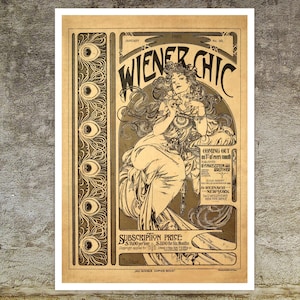 Alphonse Mucha "Weiner Chic" (c.1905) Advertising Poster - Art Nouveau - Belle Époque - Giclée Fine Art Print