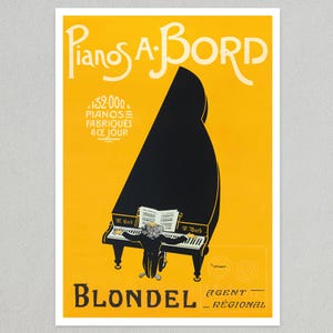 Vintage Advertising Poster "Pianos A. Bord" P.F Grignon (c.1900) - Premium Reproduction Giclée Fine Art Print