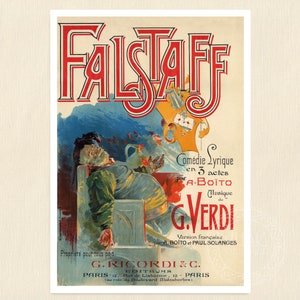 Vintage Advertising Poster for Verdi's Opera "Falstaff" (c.1894) by Adolfo Hohenstein  - Premium Reproduction Giclée Fine Art Print