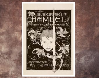 John Austen "Hamlet - Fronticepiece" (c.1922) Vintage Book Illustration - William Shakespeare - Giclée Fine Art Print