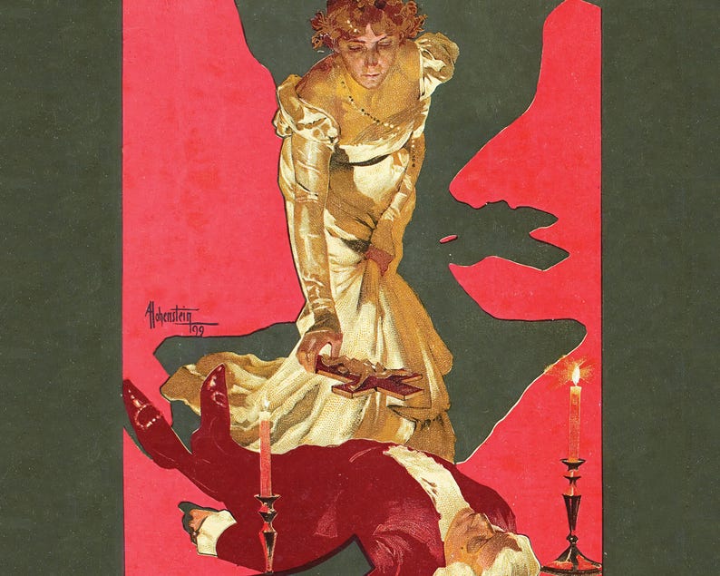 Vintage Advertising Poster for Puccini's Opera "Tosca" (c.1899) by Adolfo Hohenstein - Giclée Fine Art Print image 2