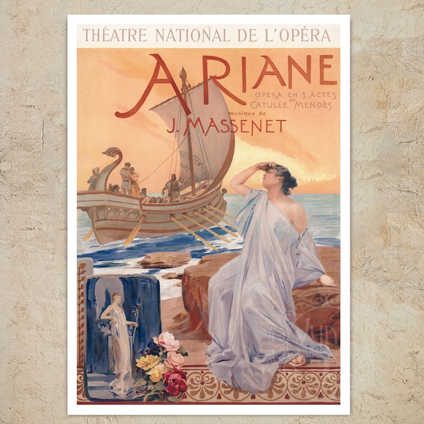 Albert Maignan "Ariane" Vintage Advertising Poster (c.1906) Jules Massenet Opera, Premium Reproduction Giclée Fine Art Print