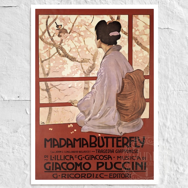 Vintage Advertising Poster "Madama Butterfly" (c.1904) by Leopoldo Metlicovitz - Puccini Opera - Premium Reproduction Giclée Fine Art Print