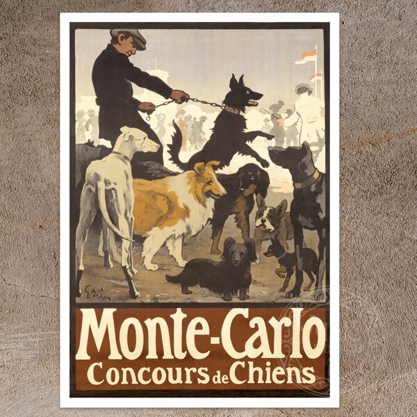 Jules Alexandre Grün "Monte-Carlo, Concours de Chiens" (c.1905) - Premium Reproduction Giclée Fine Art Print