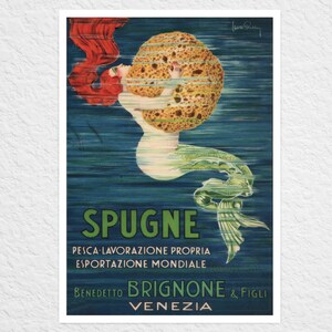 Leon Buttin " Spugne" (c.1914) Vintage Italian Sponge Advertising Poster - Premium Reproduction Giclée Fine Art Print