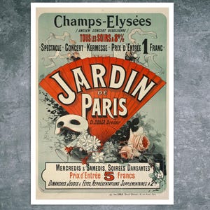 Vintage Advertising Poster "Champs-Elysées, Jardin De Paris" (1884) by Jules Chéret - Premium Reproduction Giclée Fine Art Print