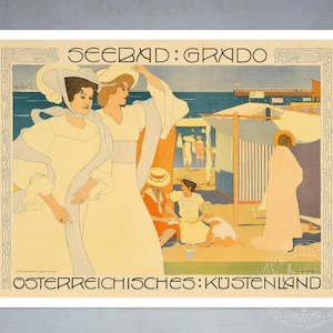 Josef Maria Auchentaller „Grado“ (ca. 1906) Vintage-Reiseposter – Premium-Reproduktion Giclée-Fine-Art-Druck