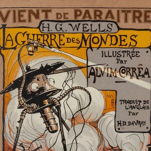 Vintage Advertising Poster "La Guerre Des Mondes" by Henrique Alvim Corrêa (1906) - Giclée Fine Art Print immagine 2