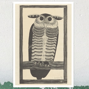 Samuel Jessurun de Mesquita "Hoornuil" / "Horned Owl" (c.1915) - Premium Reproduction Giclée Fine Art Print