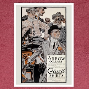 Vintage Advertising Poster "Arrow collars" (1910) by J.C Leyendecker - Art Deco - Premium Reproduction Giclée Fine Art Print