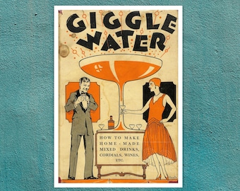 C.V Farrow "Giggle Water" (c.1927) Vintage Cocktail Recipe Book Cover - Giclée Fine Art Print