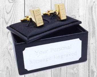 Gold Bullion Cufflinks Gold Plate cufflinks Novelty Cufflinks Wedding cuff link Mens Gift Cuff-Link Personalised Gold Cufflinks, Groom Gift