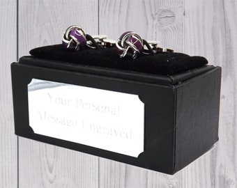 Purple Knot Cufflinks Cuff Links Groomsmen Cufflinks Birthday Gift Cufflinks Gift Box Groom Cufflinks Love cufflinks personalised cufflinks