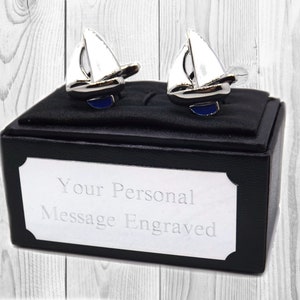 Boating Yachting Sailboat Sail Boat Sailing Yacht Cufflinks by CUFFLINKS DIRECT Engraved gift personalised gift gift for him gift for her