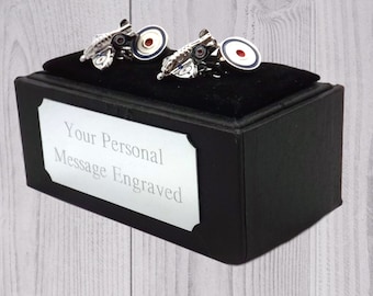 Aereo Spitfire Gemelli a catena di CUFFLINKS DIRECT Regalo inciso regalo personalizzato regalo per lui regalo per lei Regali Spitfire WW2