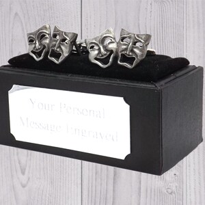 Happy and Sad, Theatre Masks in Pewter Mens Gift cuff links by CUFFLINKS DIRECT Drama Cufflinks Pewter cufflinks Mens Gift Cuff Link