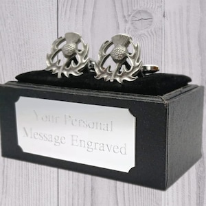 Scottish Thistle flower gift cufflinks in Pewter Mens Gift cuff links by CUFFLINKS DIRECT Scotland, Scottish Pewter gift Mens Gift Cuff Link