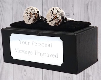 Steampunk Steel Watch Movement Gemelli regalo da uomo di CUFFLINKS DIRECT Regalo inciso regalo personalizzato regalo per lui regalo per lei