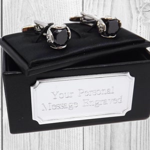 Black AAA Clarity Austrian Crystal Cufflinks Mens Groom Wedding Gift Cuff links by CUFFLINKS DIRECT Anniversary Christmas Present Birthday
