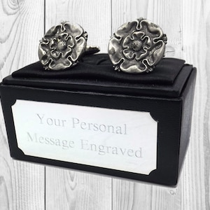 English Tudor Rose Cufflinks British Pewter cufflinks Silver Cufflinks Flower cufflinks UK cufflink Great Britain gift Mens Gift Cuff Link