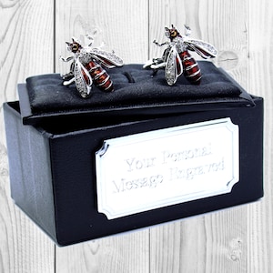 Bee Keeper Cufflinks Mens Natural Wedding Gift Cuff links by CUFFLINKS DIRECT Anniversary Gift Christmas Present Birthday Engraved Gift