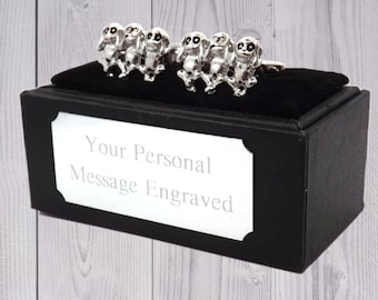 Le tre scimmie sagge sentono vedere non parlano scimmia malvagia Gemelli di CUFFLINKS DIRECT Regalo inciso regalo personalizzato regalo per lui regalo per lei