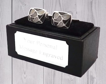 Sfumature di grigio grigio Regalo Gemelli, regalo da uomo resistente di CUFFLINKS DIRECTT gemello Anniversario Natale Regalo personalizzato inciso