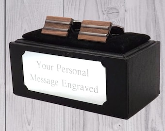 Gemelli uomo in legno e canna di fucile per il 5° anniversario di matrimonio Regalo di CUFFLINKS DIRECT Gemello Anniversario Natale Regalo personalizzato con incisione